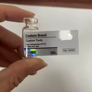 Etiqueta holográfica adesiva para frasco de 10ml com proteção de segurança